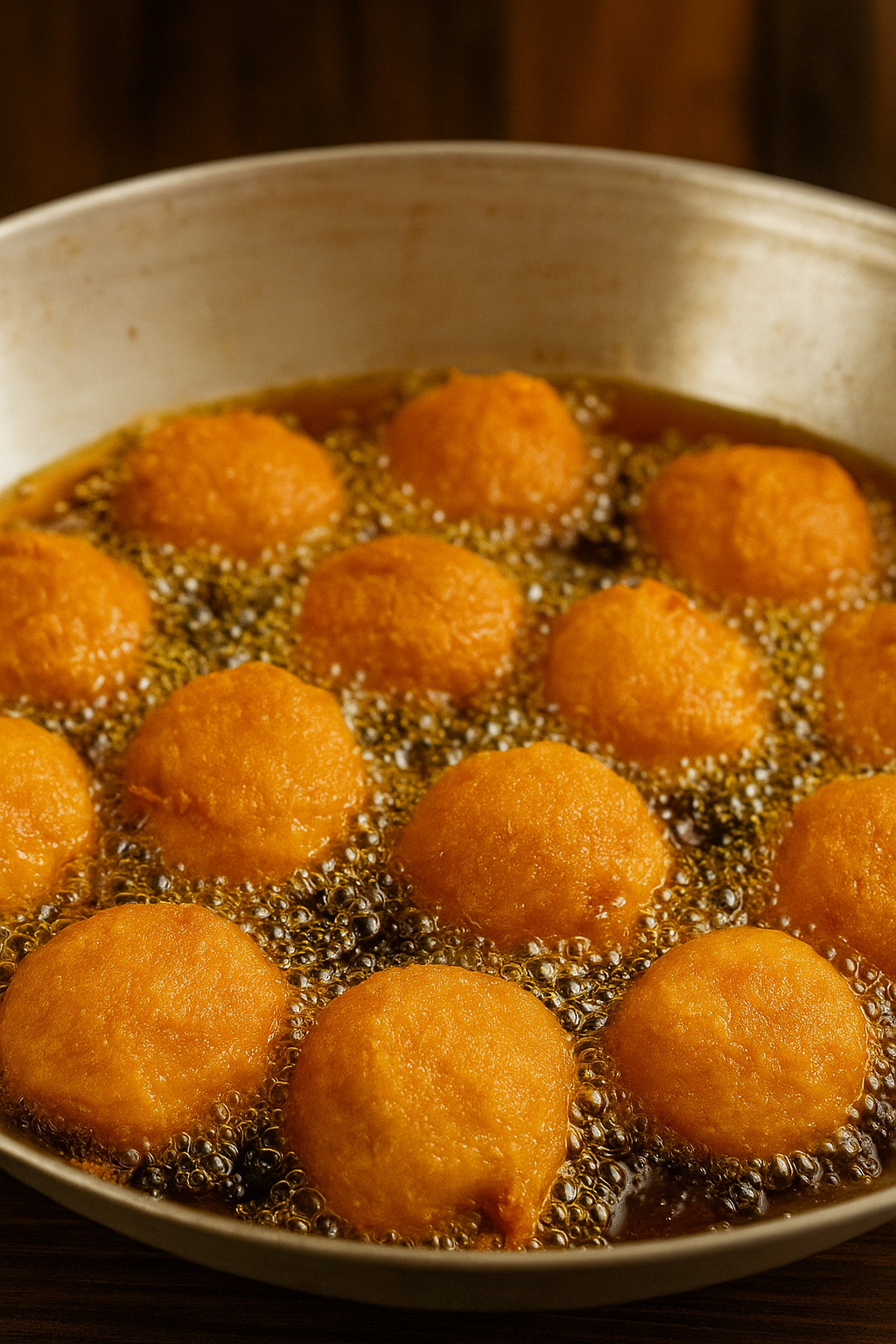 Acarajé sendo frito no dendê